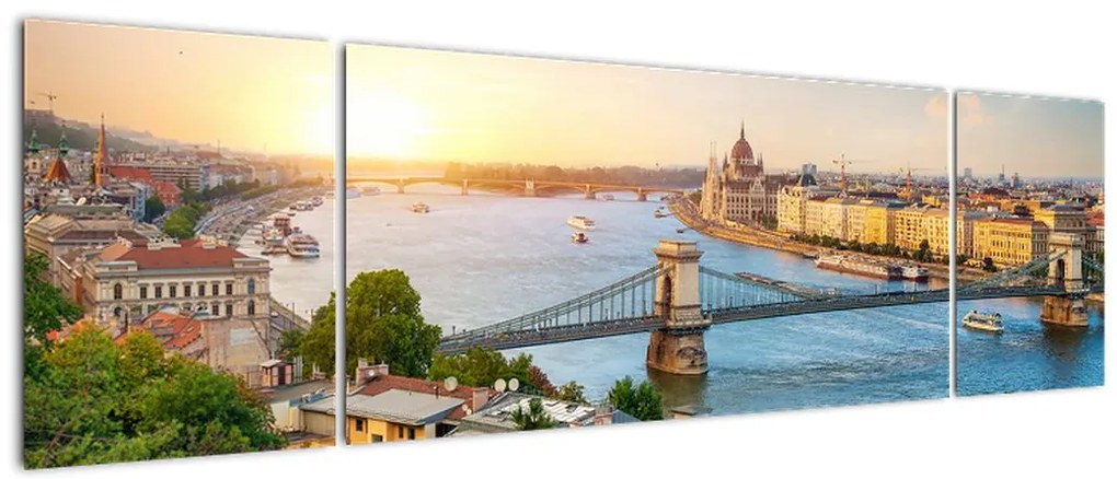 Obraz miasta Budapeszt z rzeką (170x50 cm)
