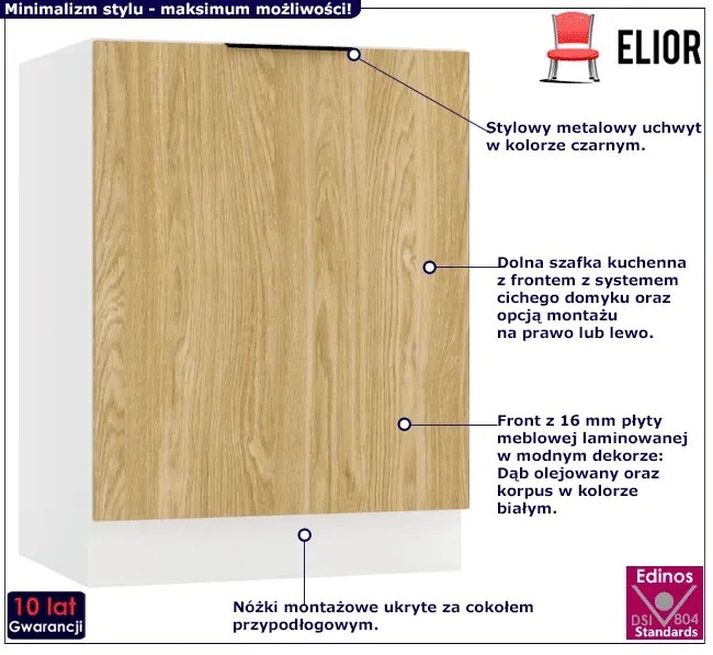 Dolna szafka kuchenna 60 cm dąb olejowany - Bixor 12X