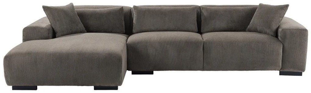 Kanapa narożna lewa welurowy z sztruksowego materiału w kolorze taupe OVENTINO od Maison Céphy