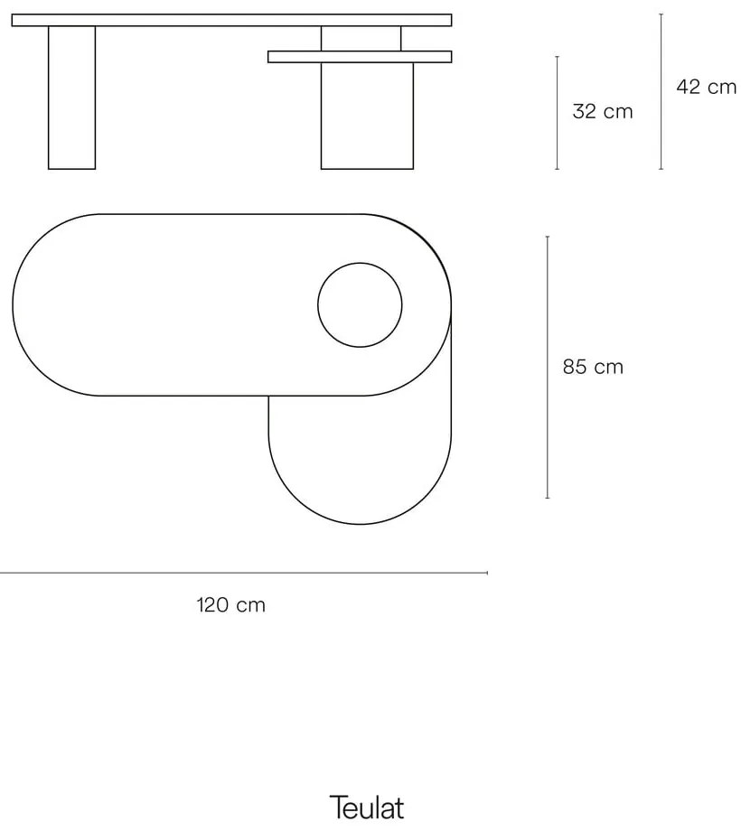 Biały stolik w dekorze jesionu 120x50 cm Nori – Teulat