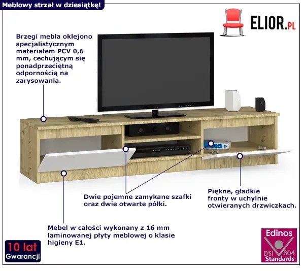 Szafka pod telewizor dąb artisan + biały - Bayer