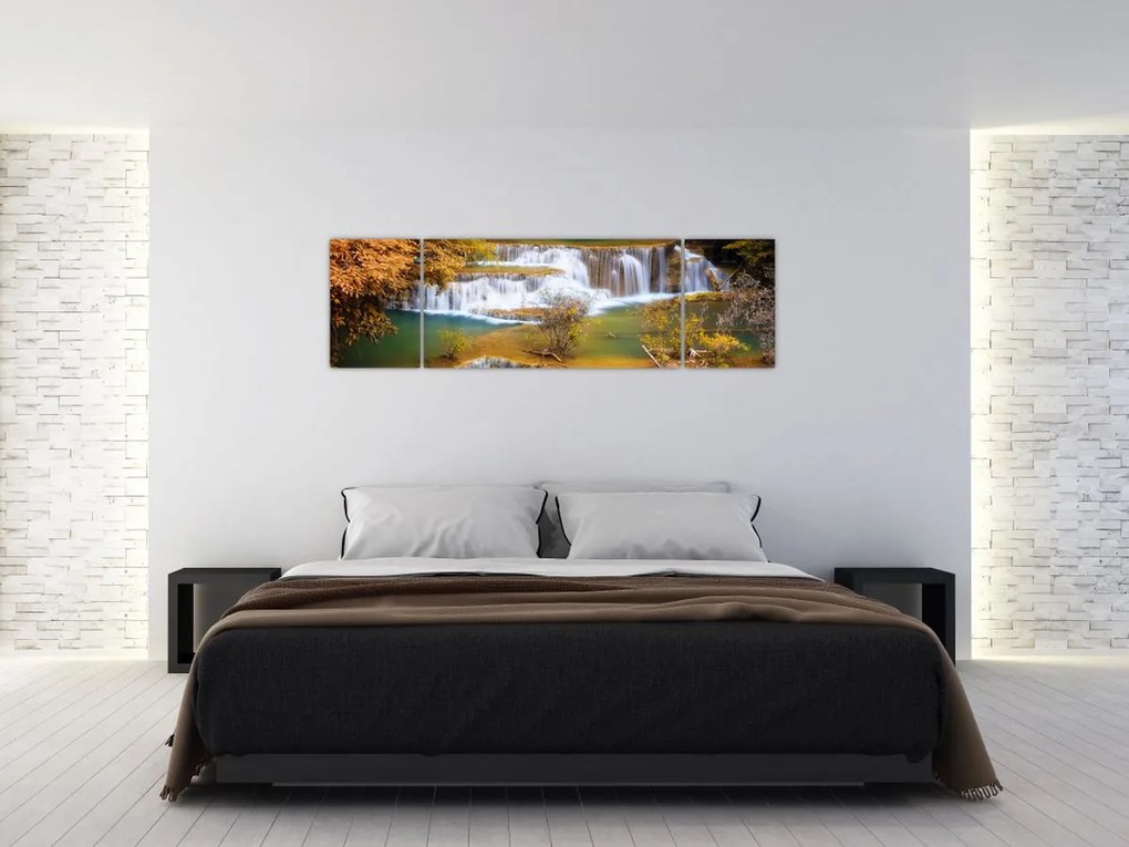 Obraz - Wodospady Huay Mae Khamin, Tajlandia (170x50 cm)