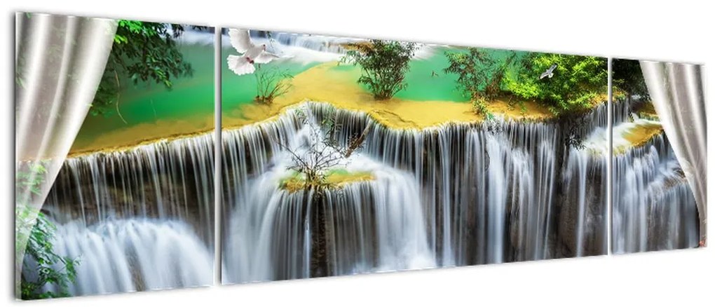 Obraz - Widok magicznych wodospadów (170x50 cm)