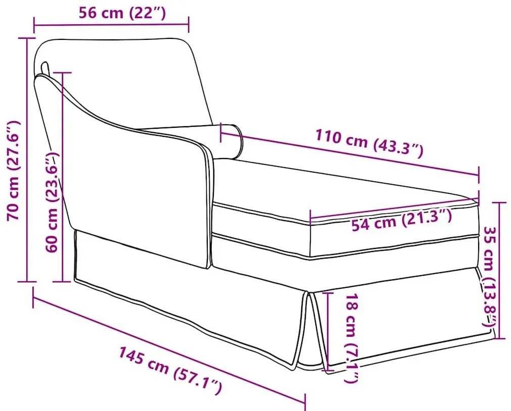Żółty aksamitny szezlong z podłokietnikiem K1-L59