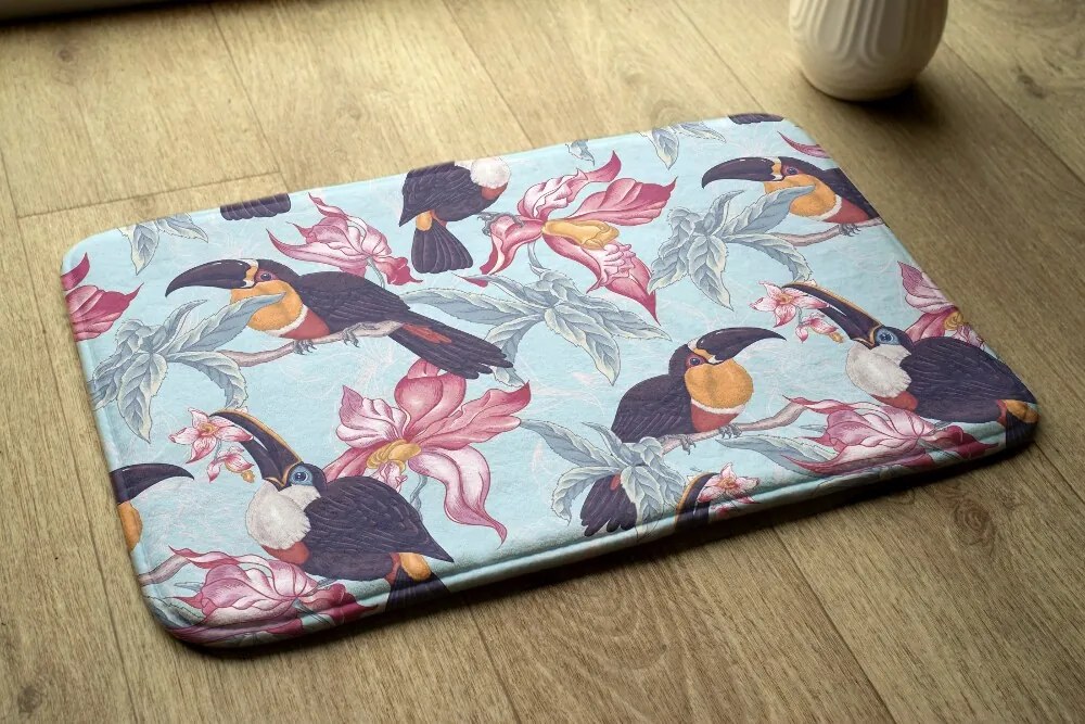 Dywanik łazienkowy Dywanik łazienkowy Ptaki Kwiaty