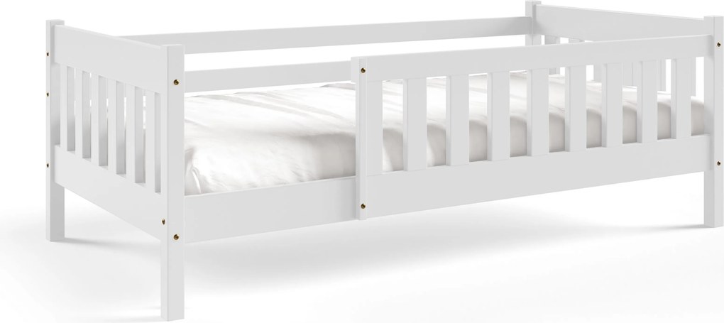Drewniane łóżko dziecięce ELSA 80x160 cm Solidne drewniane Łóżko dla dzieci Białe