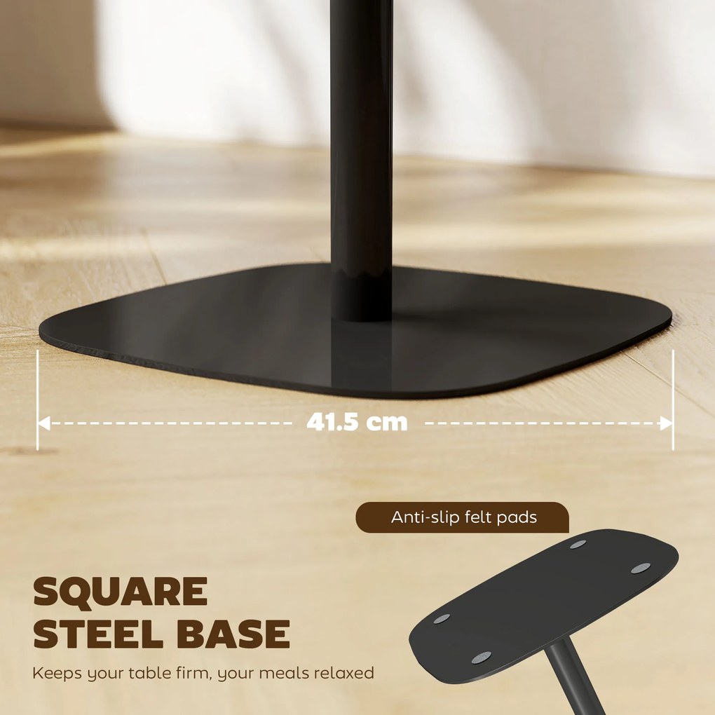 HOMCOM Mały stół jadalny, 60 cm, kwadratowy, blat z MDF, stalowa podstawa, do salonu, jadalni, kuchni, drewno naturalne+czarny | Aosom PL