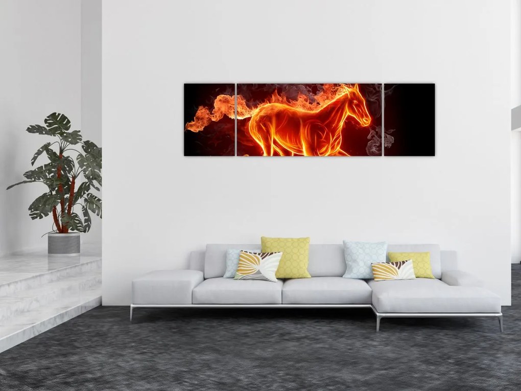 Obraz - Koń w ogniu (170x50 cm)