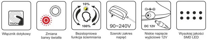 Czarna dotykowa lampka biurkowa LED ze ściemniaczem - A685-Geda