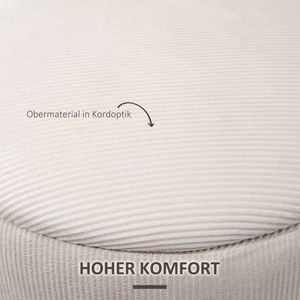 HOMCOM Pufy z Przestrzenią do Przechowywania, Zestaw 2 Sztuk, Miękkie Wyściełanie, Obicie w Prążki, Kremowe, 40 x 41cm