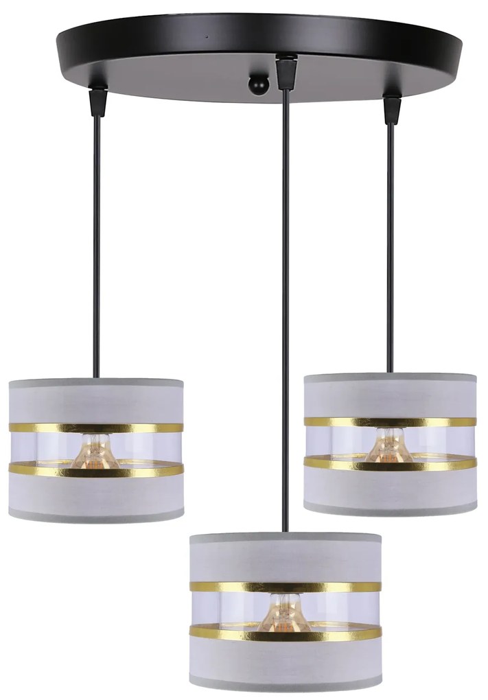 Szara nowoczesna potrójna lampa wisząca - D256 N1-E57