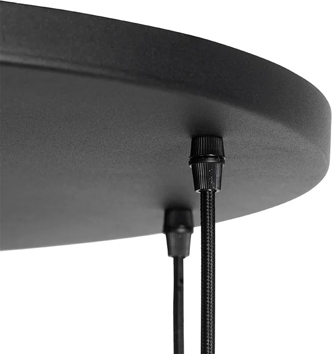 Lampa wisząca w stylu art deco czarna ze szklanymi kulami w kolorze złotym, 7-światłowa - Pallon