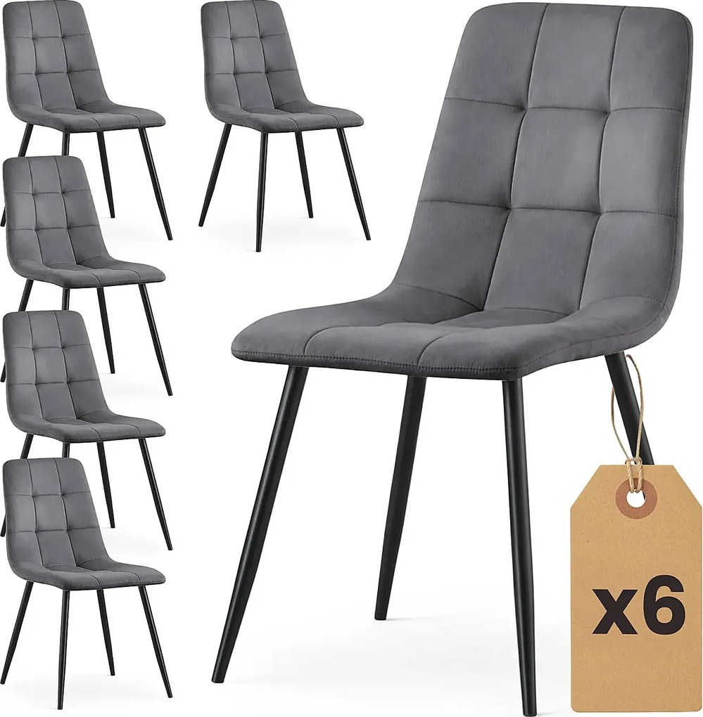 Zestaw 6 grafitowych krzeseł tapicerowanych D9-S99