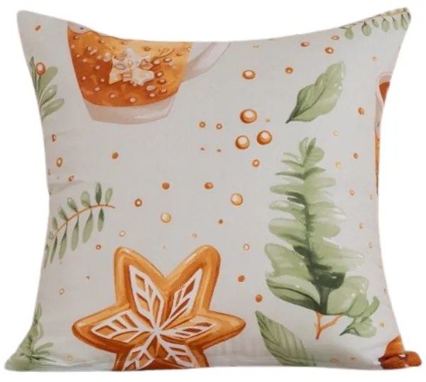 Poszewka na poduszkę z mikrofibry WINTER GINGERMAN 45x45 cm, biała