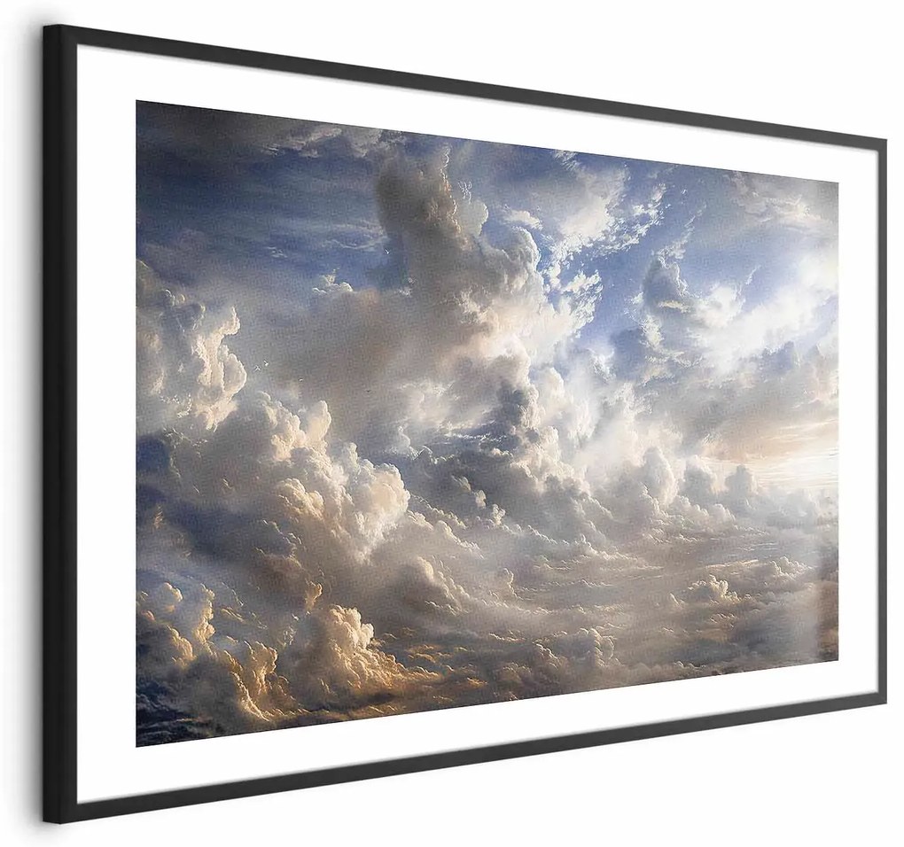 Plakat Refleksy na chmurach 90x60 cm z ramą czarną z marginesem ARTGEIST B