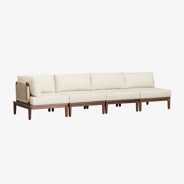 Narożna Sofa Ogrodowa Modułowa Giulia 4-częściowa W Kolorze Akacji Kremowa - Sklum