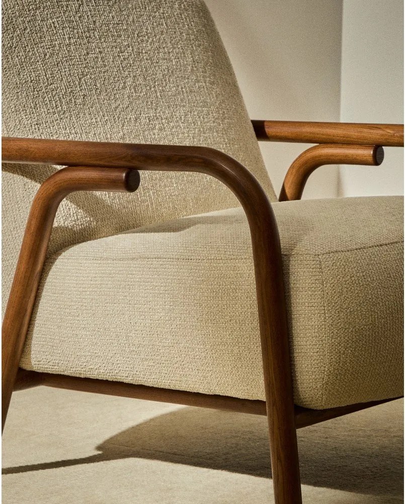 Beżowy fotel z tkaniny szenilowej Sylo – Kave Home