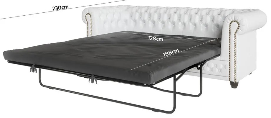 Biała rozkładana sofa z imitacji skóry 203 cm York – Ropez
