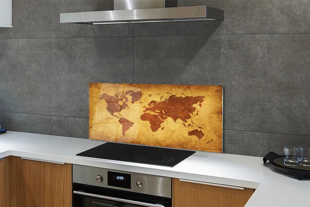 Panel nad Blat Kuchenny Stara Brązowa Mapa Świata