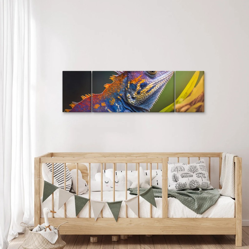 Obraz - Kolorowy legwan (170x50 cm)