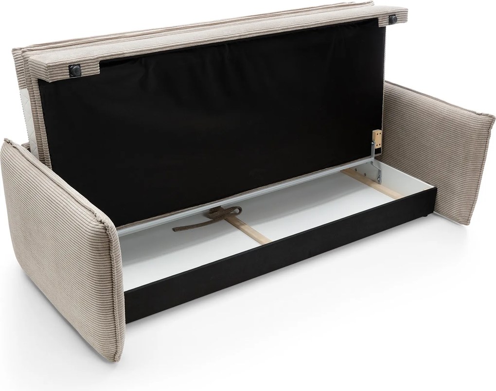 Masseno Sofa SCORZA z funkcją spania i pojemnikiem na pościel, Rozkładana sofa - Beżowy, POSO 03