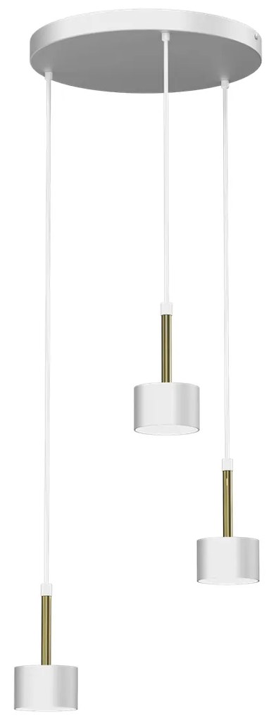 Lampa wisząca ARENA WHITE/GOLD 3xGX53, potrójna, na kole biała