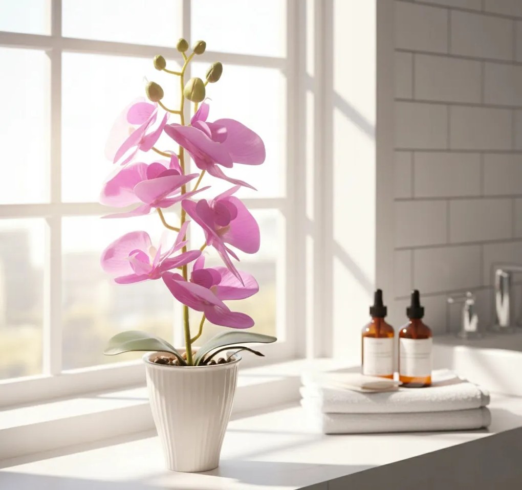 Storczyk w Doniczce Orchidea 37 cm Kwiat Sztuczny Fioletowy Doniczkowy