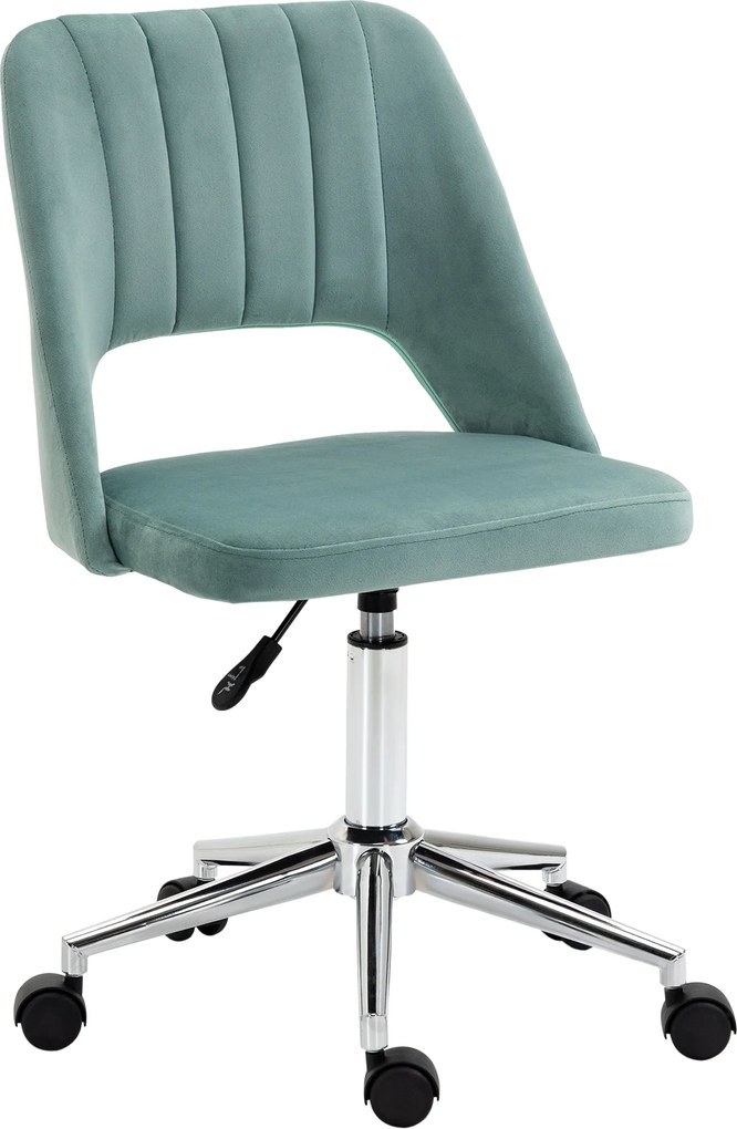 Vinsetto Regulowany Fotel Biurowy na Kółkach, 360° Obrotowy, w kształcie muszli, Pianka, 49 x 60 x 79-91 cm, Zielony