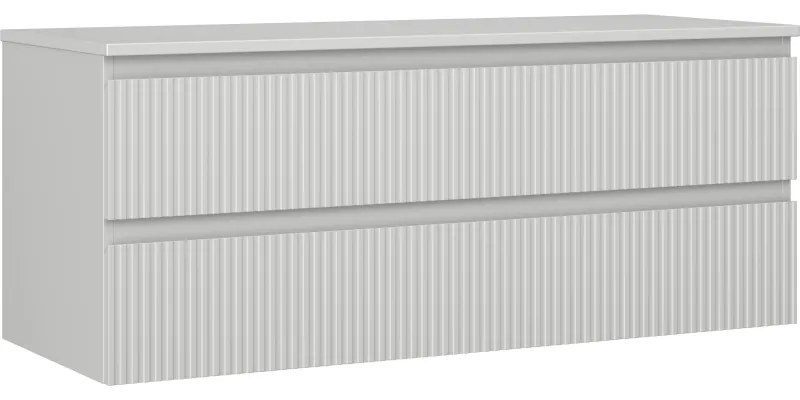 Mexen Rivel szafka łazienkowa podumywalkowa 120 cm z blatem, 2 szuflady, ryflowana , szara mat - 91A20-12047-2-BFFC62