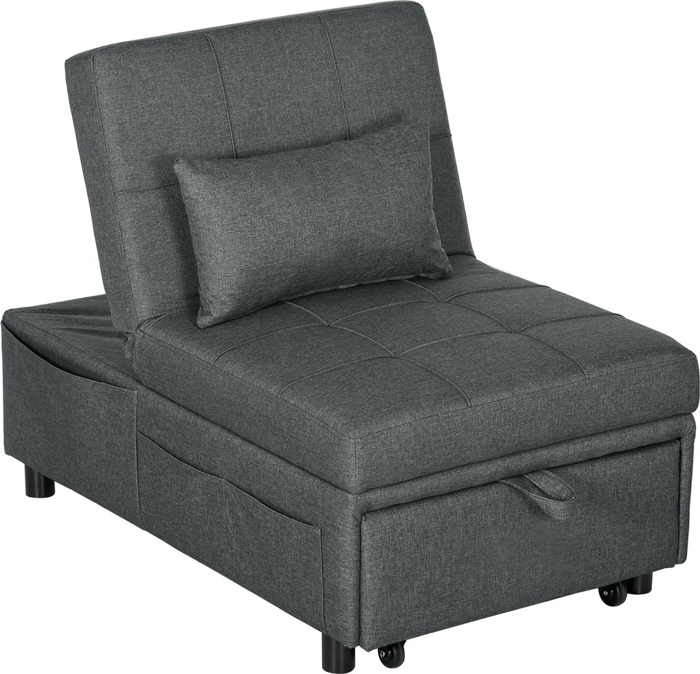 HOMCOM 4-w-1 wielofunkcyjna rozkładana sofa, składany fotel do spania z regulowanym oparciem i poduszką | Aosom PL