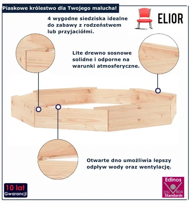 Sosnowa piaskownica ośmiokątna L2-C65