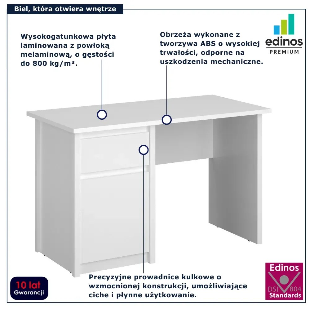 Białe biurko skandynawskie z szufladą W0-N21