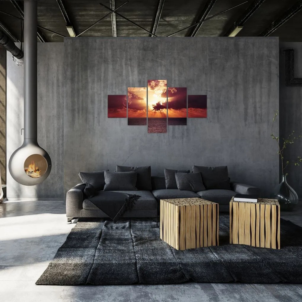 Obraz słońca za chmurami (125x70 cm)