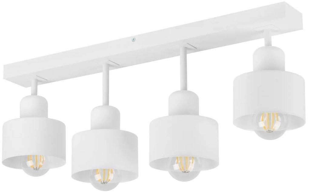 Biała lampa sufitowa, czteropunktowy spot DWE60x7WE z drewna i metalu