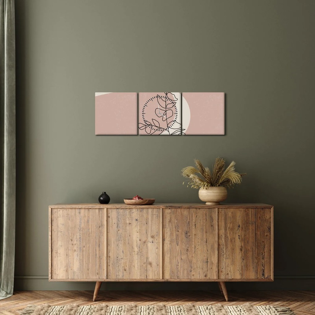 Obraz - Boho leaves N⁰2 (z zegarem) (90x30 cm)