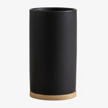 Uchwyt Na Szczoteczki Do Zębów Z Ceramiki I Bambusa Elvan Czarna - Sklum