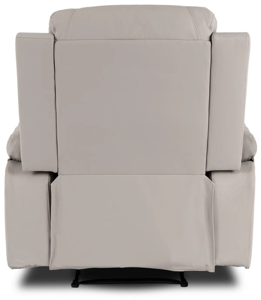 Fotel Masujący BOX Rozkładany Wypoczynkowy z Podnóżkiem Szary Ekoskóra Nowoczesny