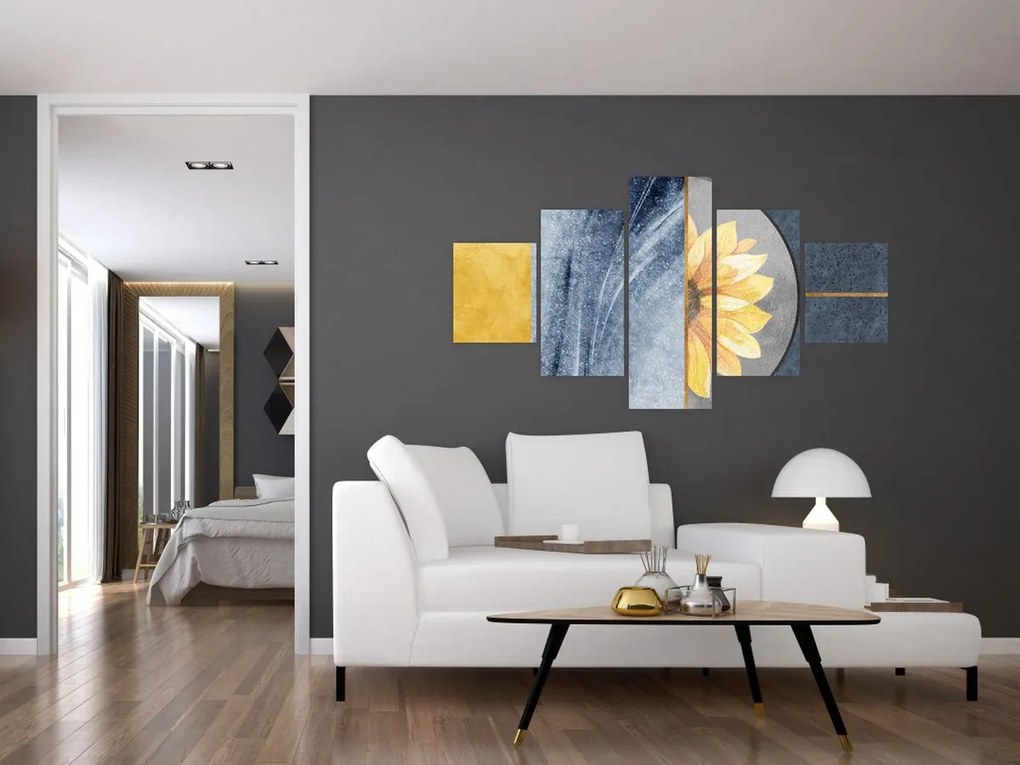 Obraz - Kształty i kwiat (125x70 cm)