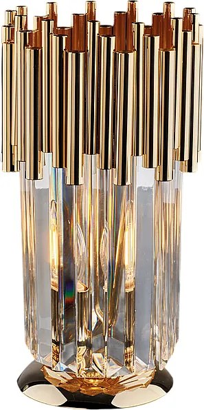 Lampa stołowa Ravel 1-punktowa z pozłacanego żelaza z kryształkami H.30 Ø16 BL268-LT-OR