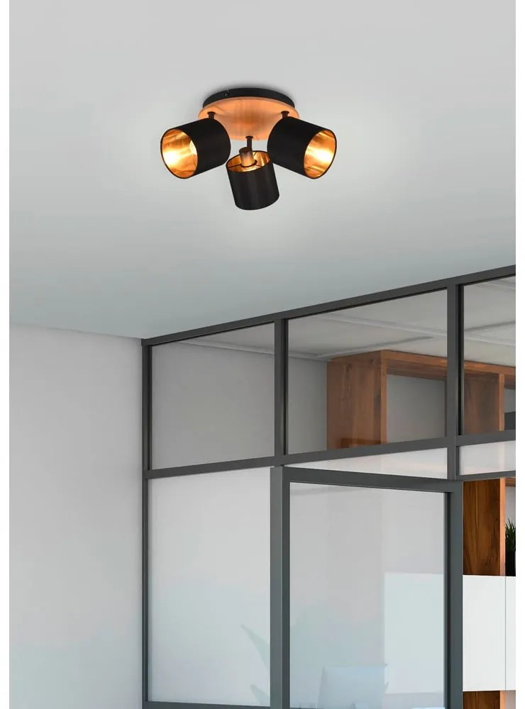 Czarno-naturalna lampa punktowa ø 12 cm Tommy – Trio