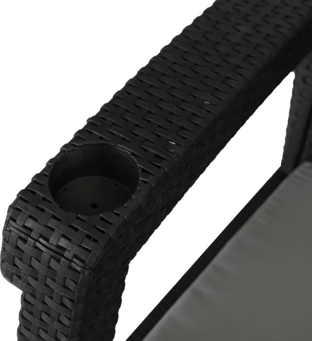 Sofa Ogrodowa FLINT Technorattan Czarna Trzyosobowa