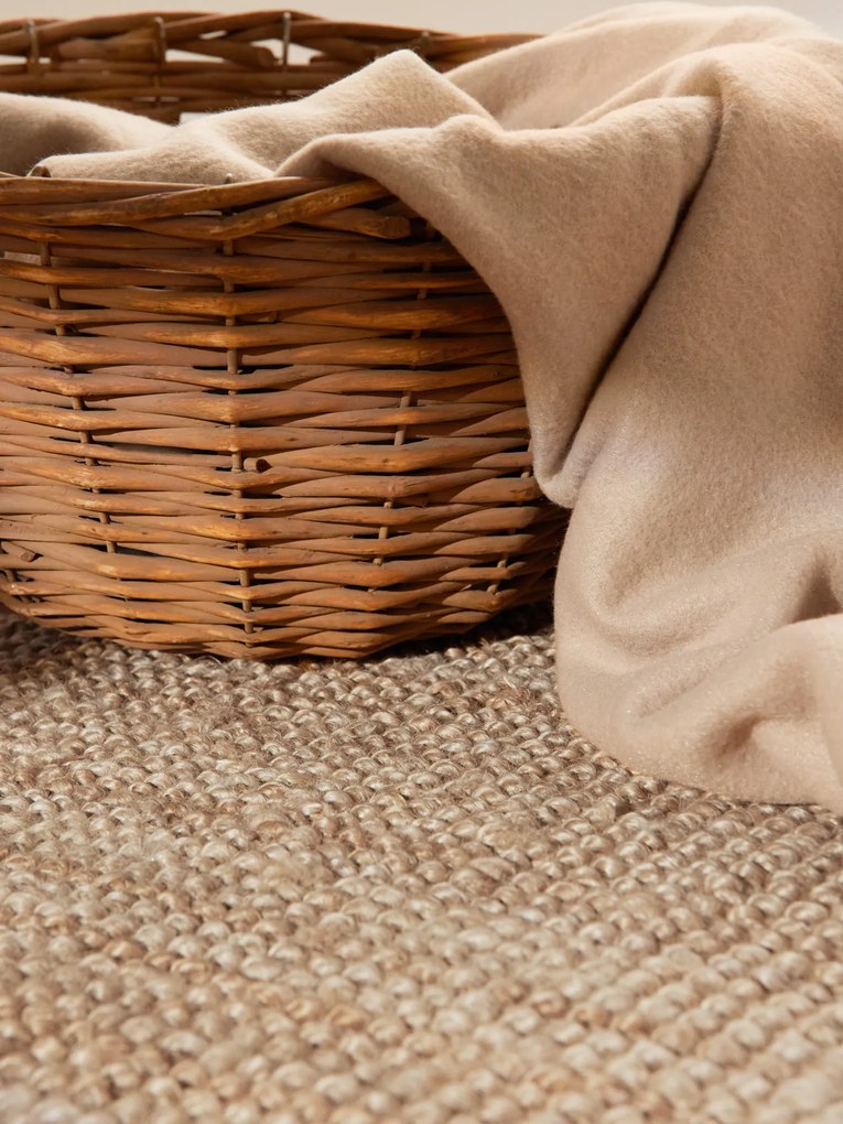 Dywan naturalny jutowy ręcznie tkany Boucle naturalnie złoty 160 cm x 160 cm koło