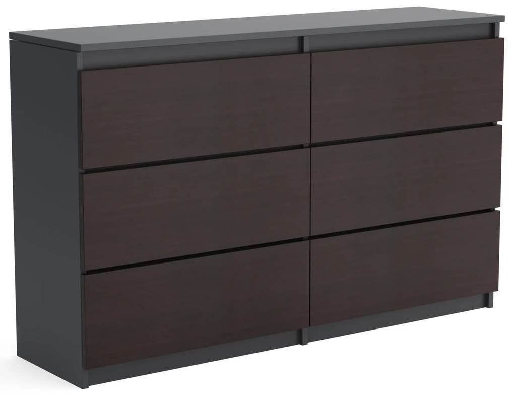 Duża komoda 6 SZUFLAD Szafka 120 cm ARIA Antracyt/Wenge