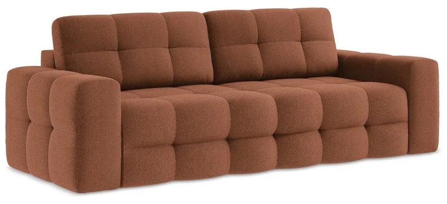 Rozkładana sofa z materiału bouclé w kolorze terakoty 255 cm Milu – Makamii