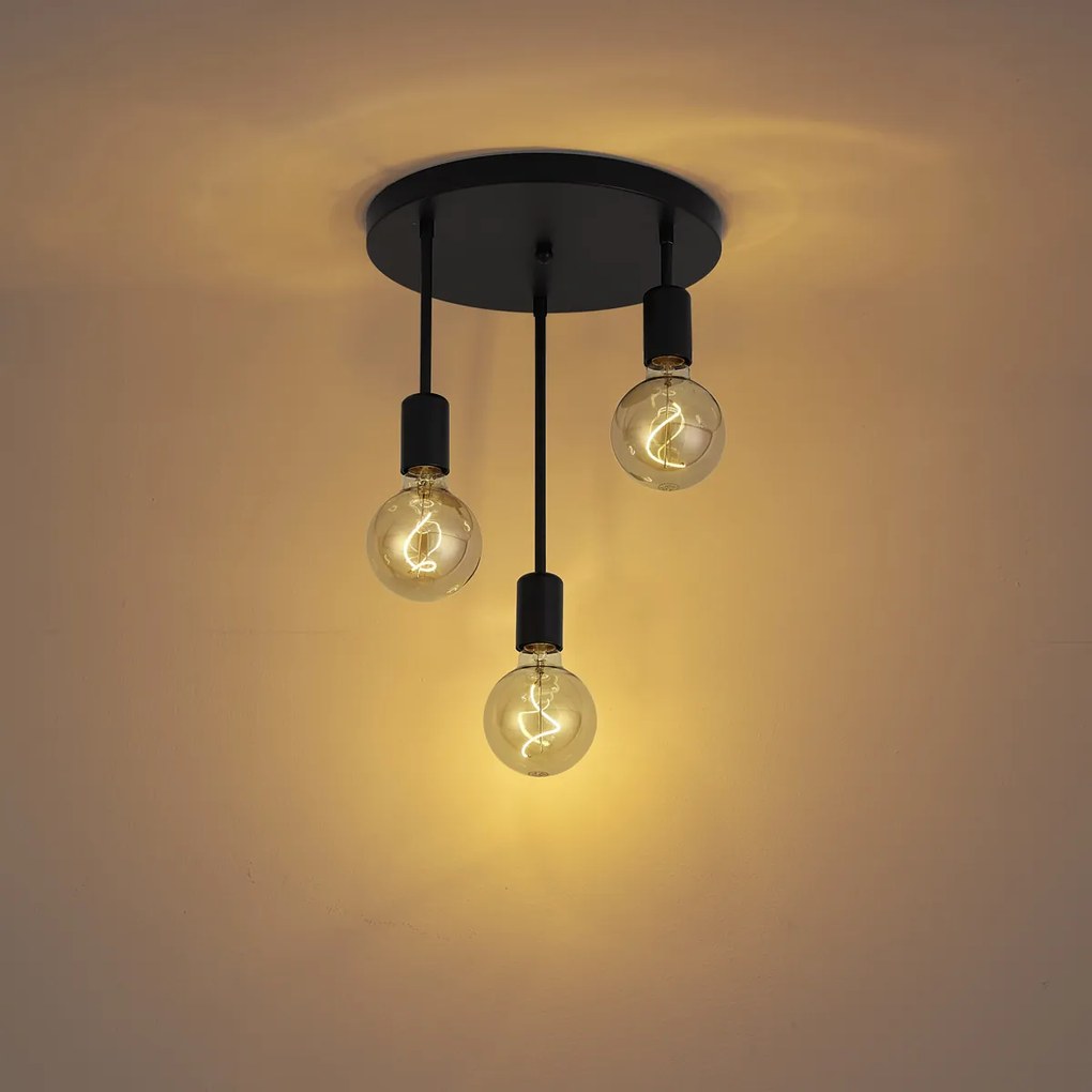 Nowoczesna lampa sufitowa czarna 3-światłowa - Facil