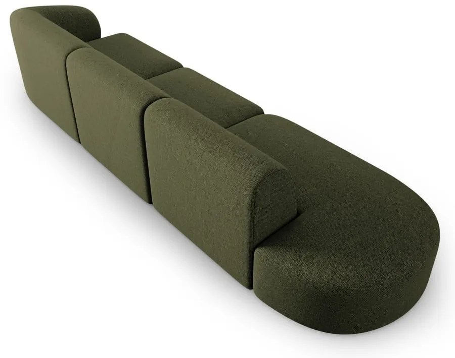 Zielona sofa z tkaniny szenilowej prawostronna 311 cm Paolo – Milo Casa