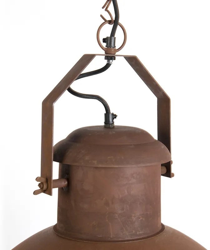 Industrialna lampa wisząca rdzawo-brązowa ze złotym wnętrzem - Engine
