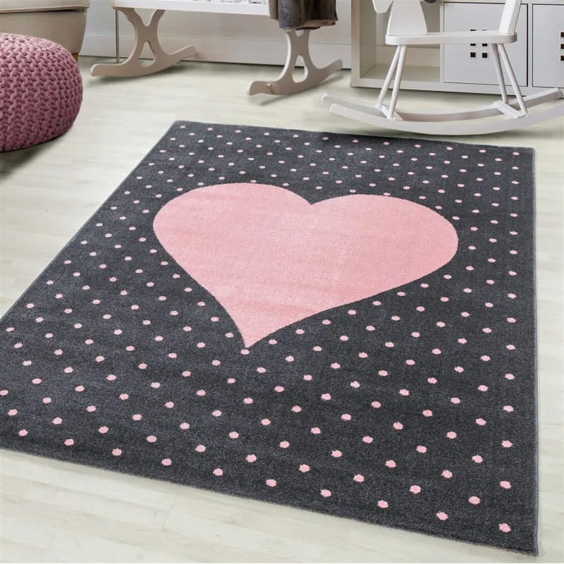 Dywan dziecięcy Bambi Serce różowe 80 cm x 150
