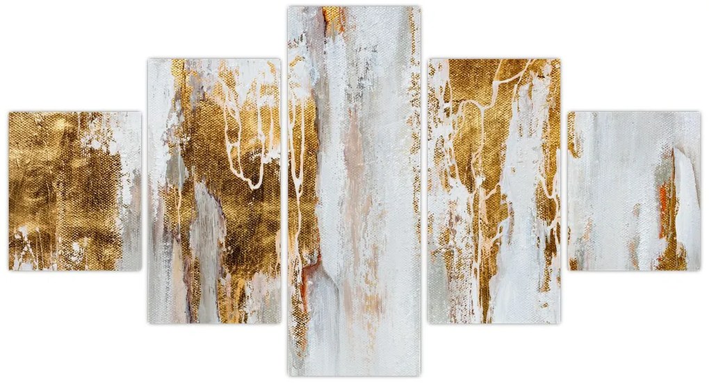 Obraz - Abstrakcja ze zotym (125x70 cm)