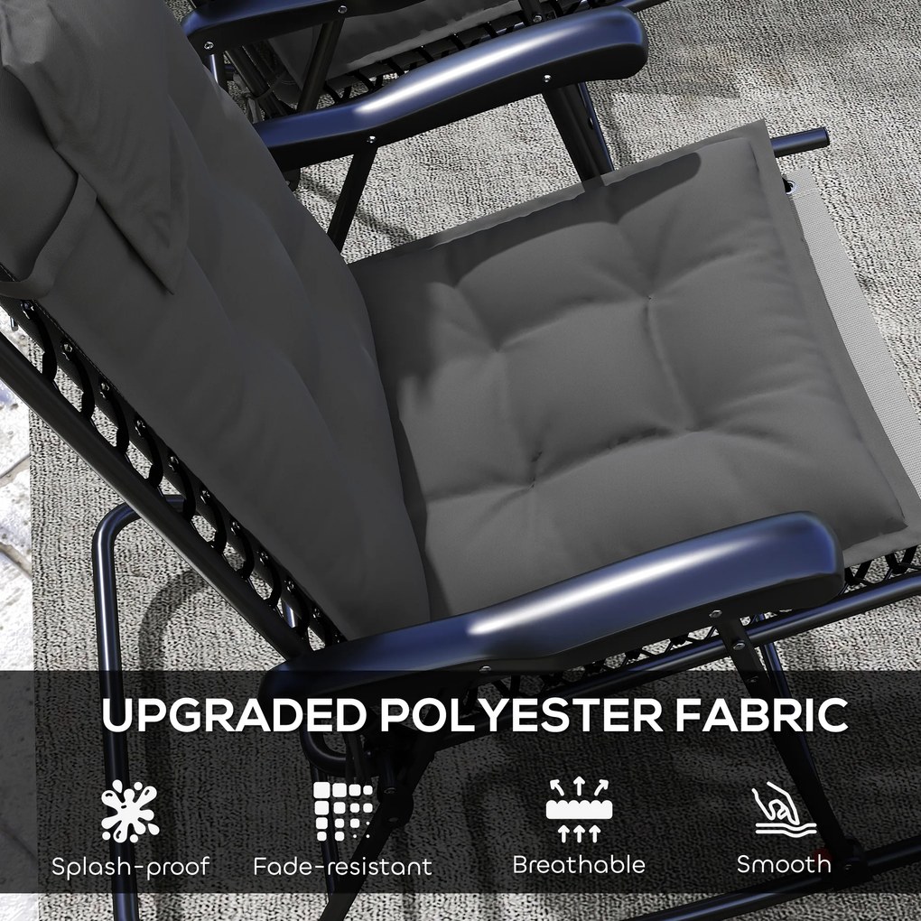 Outsunny Zestaw 2 Wodoodpornych Poduszek na Leżak Ogrodowy, Ciemnoszary 50x116x5 cm